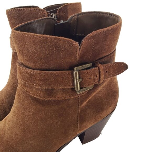 Sam Edelman Womens Lynne Boot Size  6.5 Camel Suede Block Heel Ankle Strap Boho - Picture 4 of 11